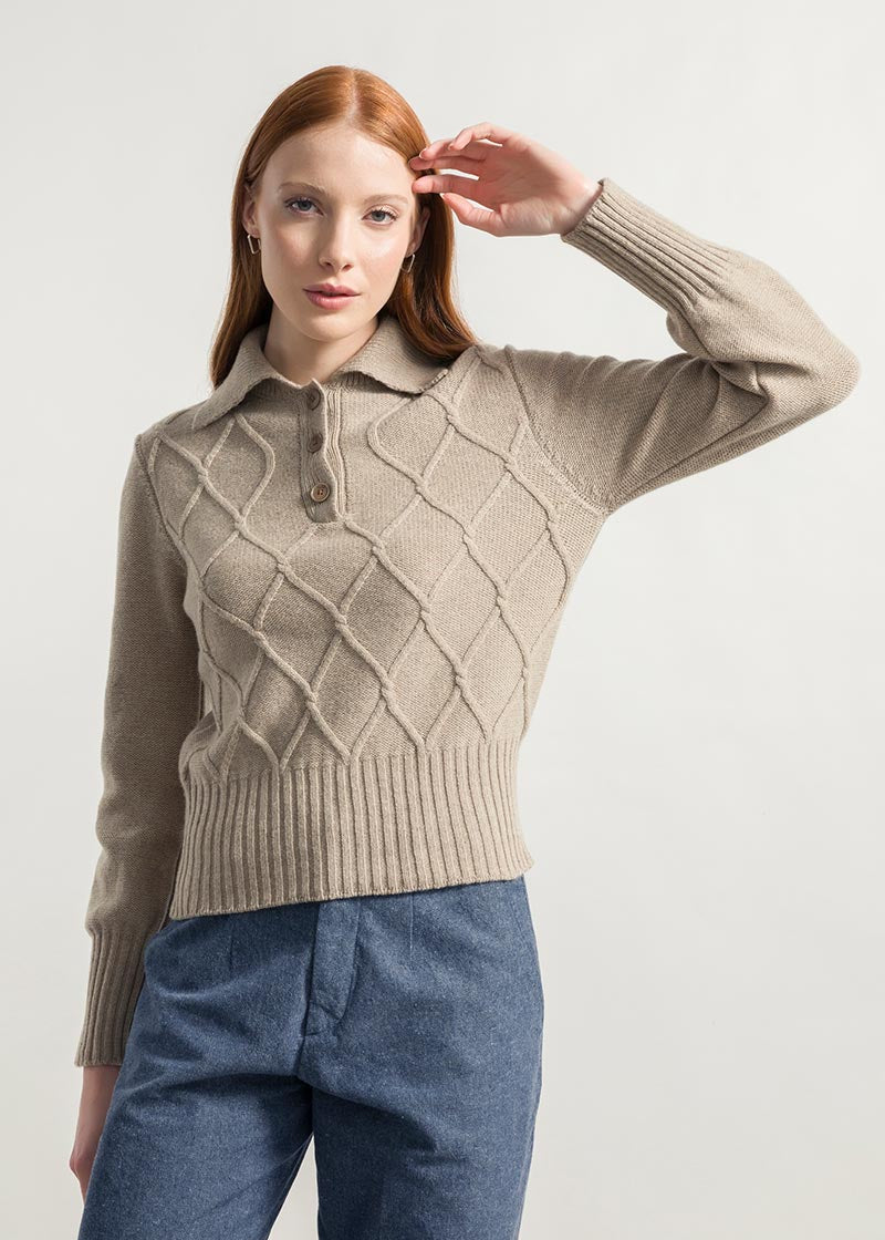 Beige Sabbia | Maglia Donna Lana Rigenerata Sara