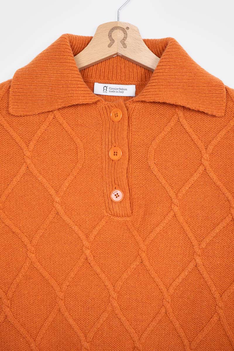 Arancio Becco d'Oca | Maglia Donna Lana Rigenerata Sara