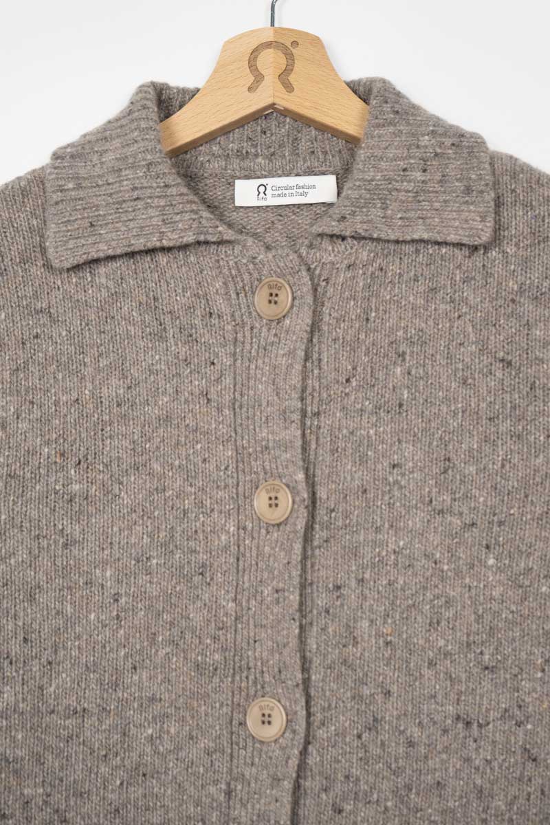 Greige Nebbia | Cardigan Donna Cashmere Rigenerato Cecilia