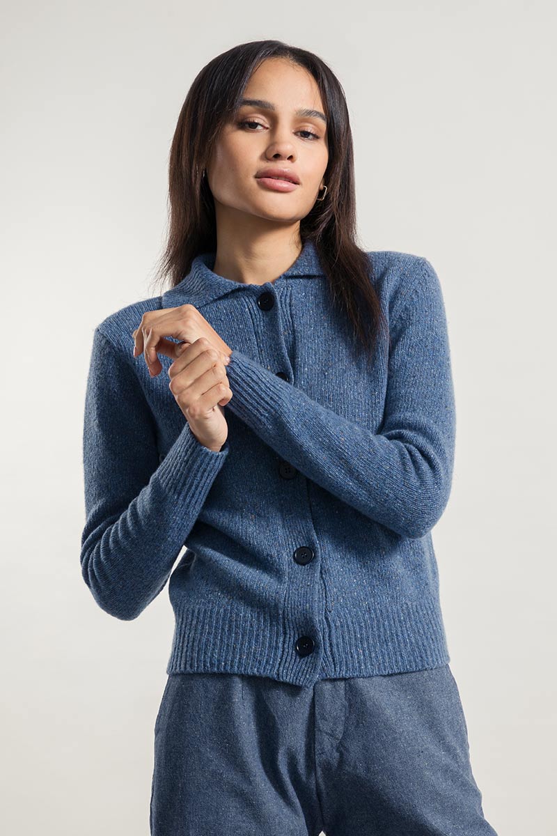 Blu Lapis | Cardigan Donna Cashmere Rigenerato Cecilia