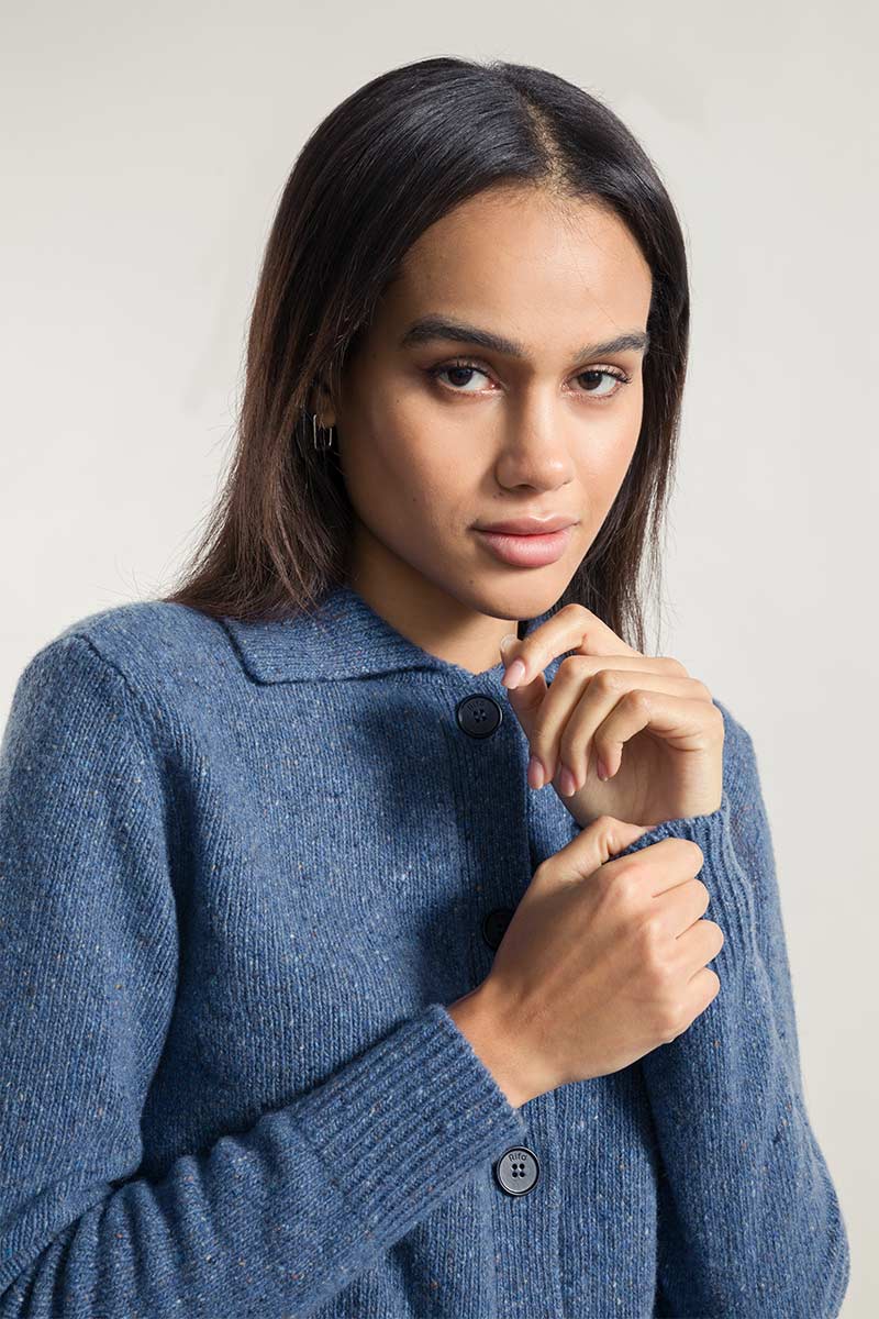 Blu Lapis | Cardigan Donna Cashmere Rigenerato Cecilia