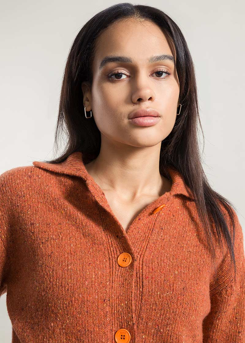 Arancio Ruggine | Cardigan Donna Cashmere Rigenerato Cecilia