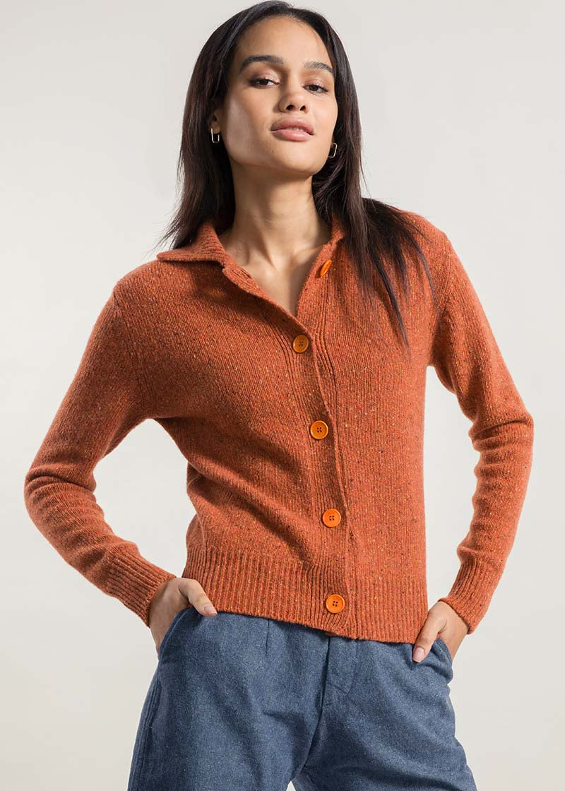 Arancio Ruggine | Cardigan Donna Cashmere Rigenerato Cecilia