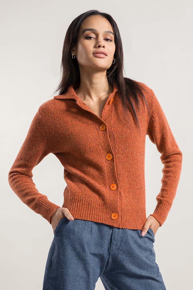 Arancio Ruggine | Cardigan Donna Cashmere Rigenerato Cecilia