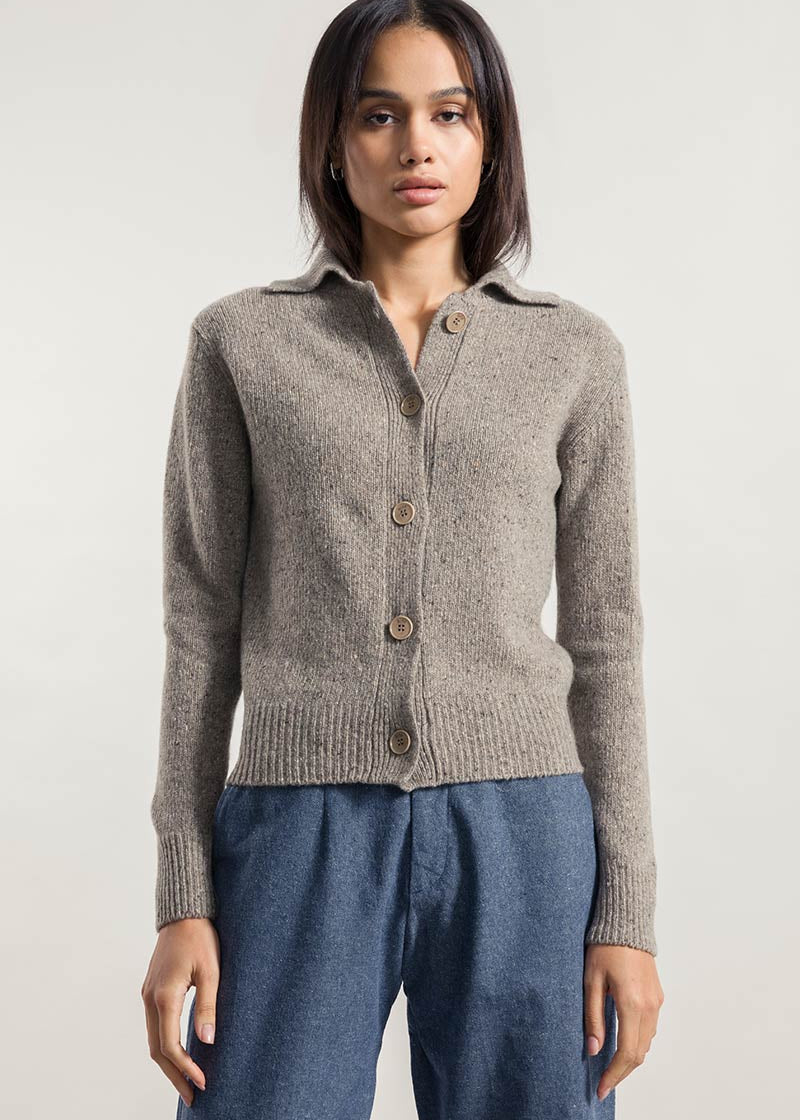 Greige Nebbia | Cardigan Donna Cashmere Rigenerato Cecilia