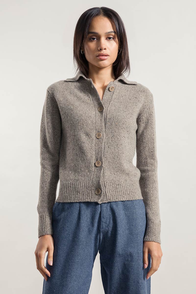 Greige Nebbia | Cardigan Donna Cashmere Rigenerato Cecilia