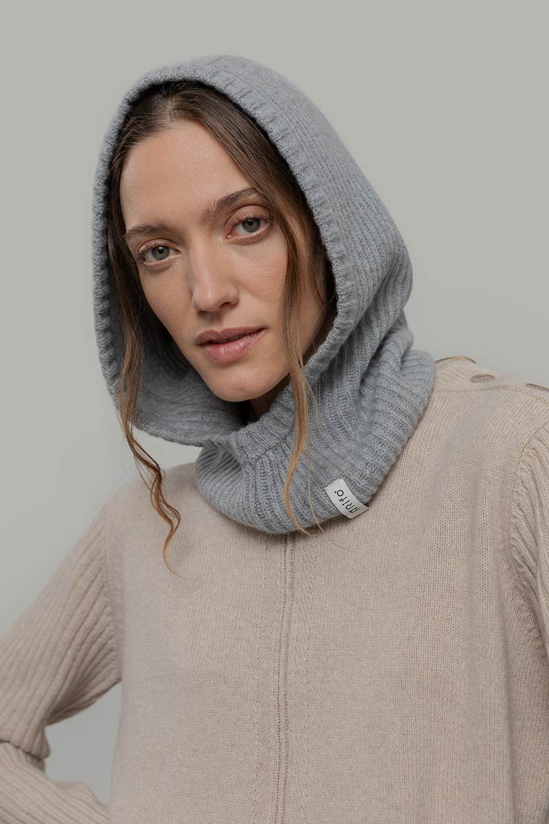 Recycled Cashmere Balaclava Marika Grey - Circular Fashion Rifò