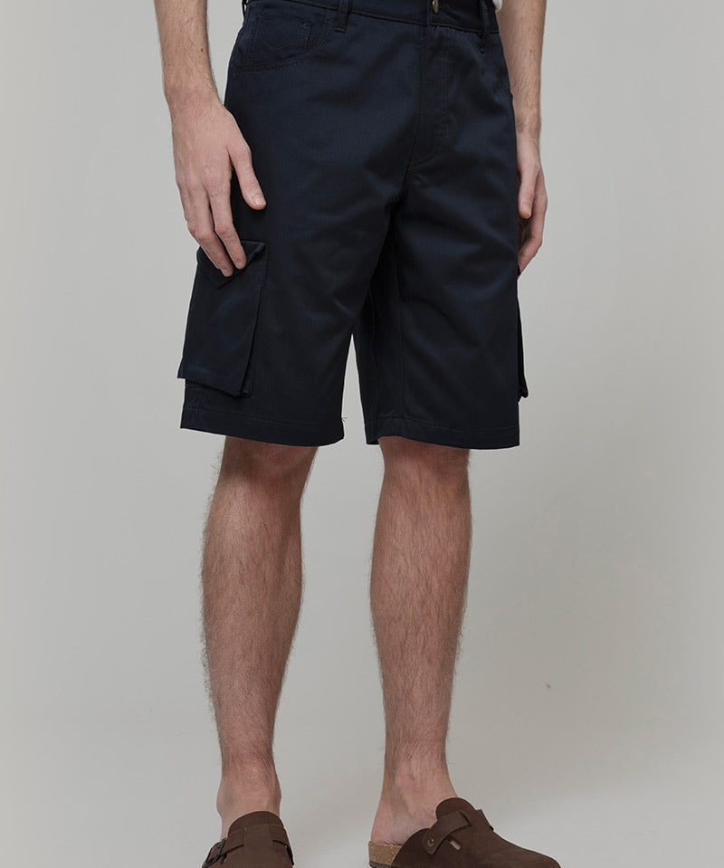 Pantaloni Bermuda Uomo Cargo Cotone Blu Franco - Rifò Lab Moda circolare made in Italy