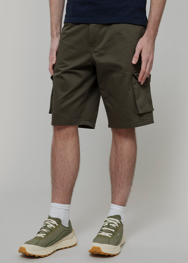 Pantaloni Bermuda Uomo Cargo Cotone Blu Verde Militare - Rifò Lab Moda circolare made in Italy