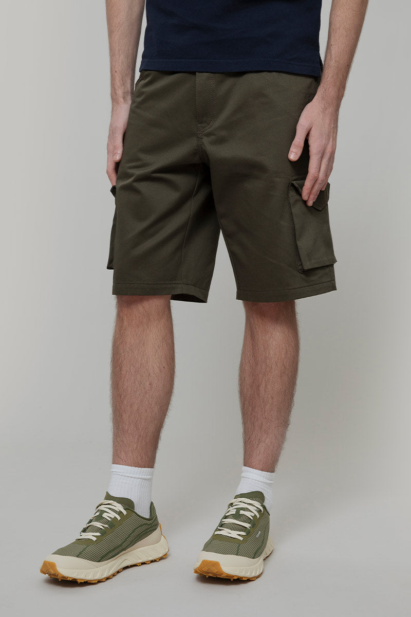 Pantaloni Bermuda Uomo Cargo Cotone Blu Verde Militare - Rifò Lab Moda circolare made in Italy