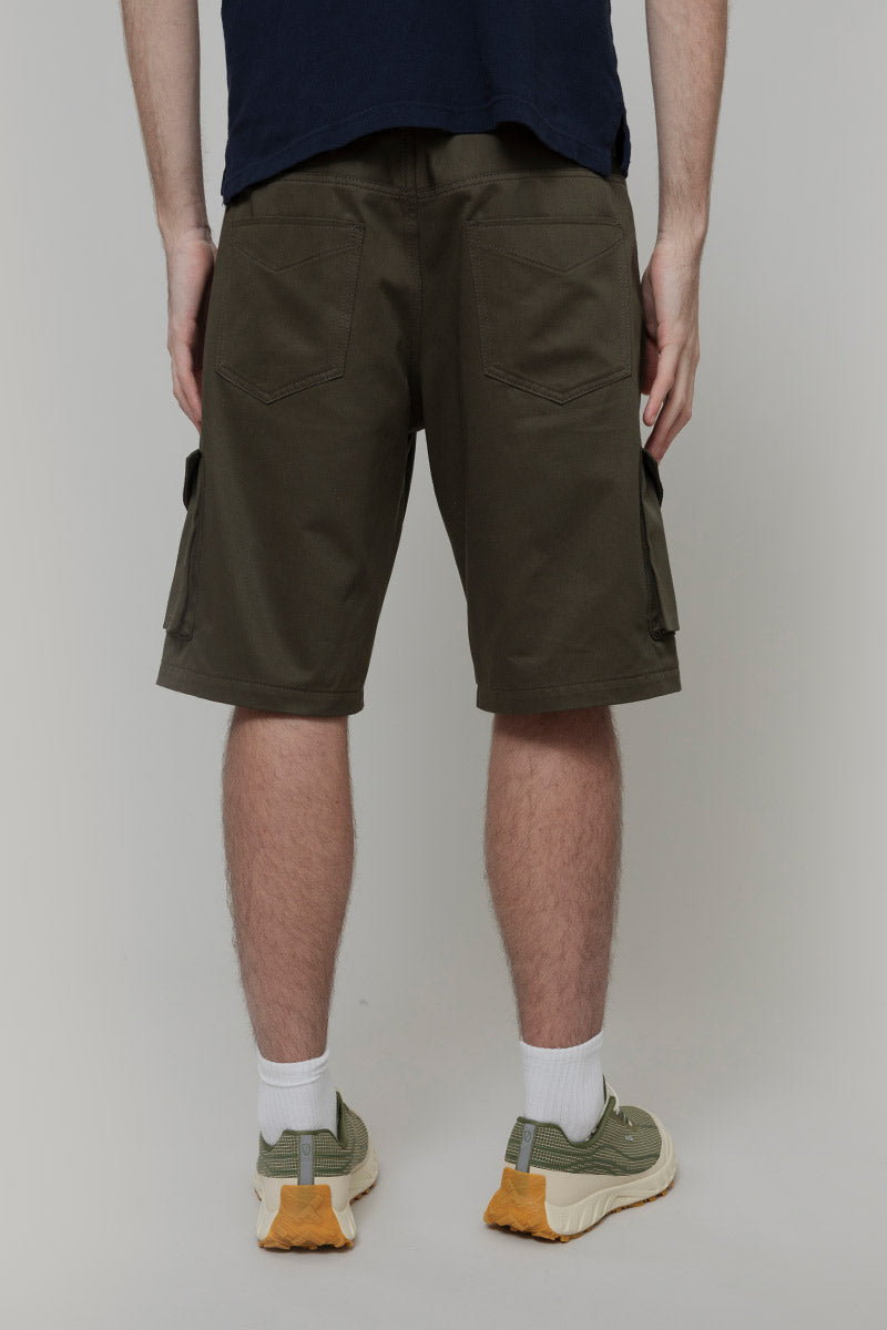 Pantaloni Bermuda Uomo Cargo Cotone Blu Verde Militare - Rifò Lab Moda circolare made in Italy