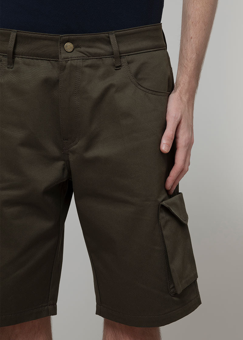 Pantaloni Bermuda Uomo Cargo Cotone Blu Verde Militare - Rifò Lab Moda circolare made in Italy