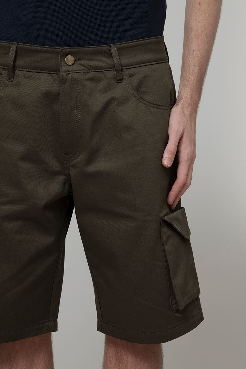 Pantaloni Bermuda Uomo Cargo Cotone Blu Verde Militare - Rifò Lab Moda circolare made in Italy