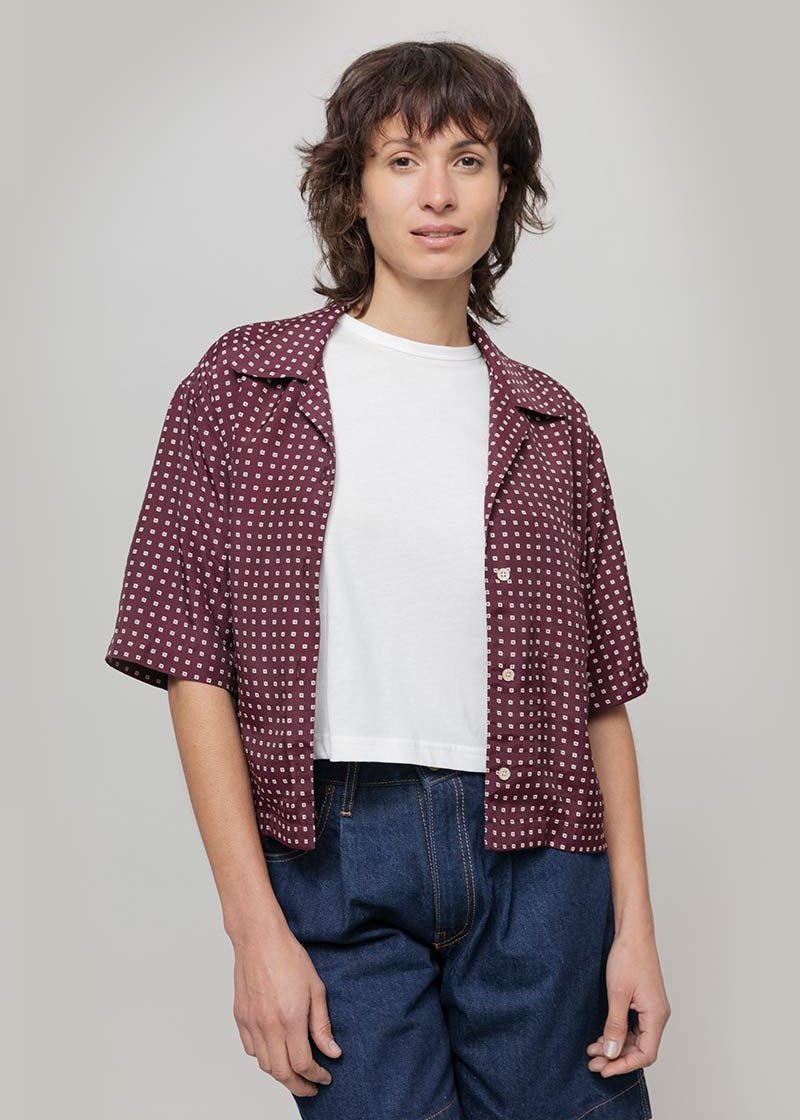 Camicia Donna Bordeaux Maniche Corte Sveva - Inghirami x Rifò