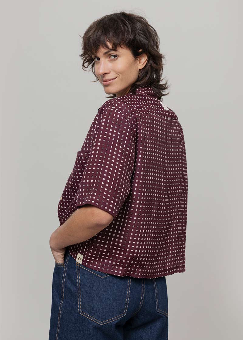 Camicia Donna Bordeaux Maniche Corte Sveva - Inghirami x Rifò