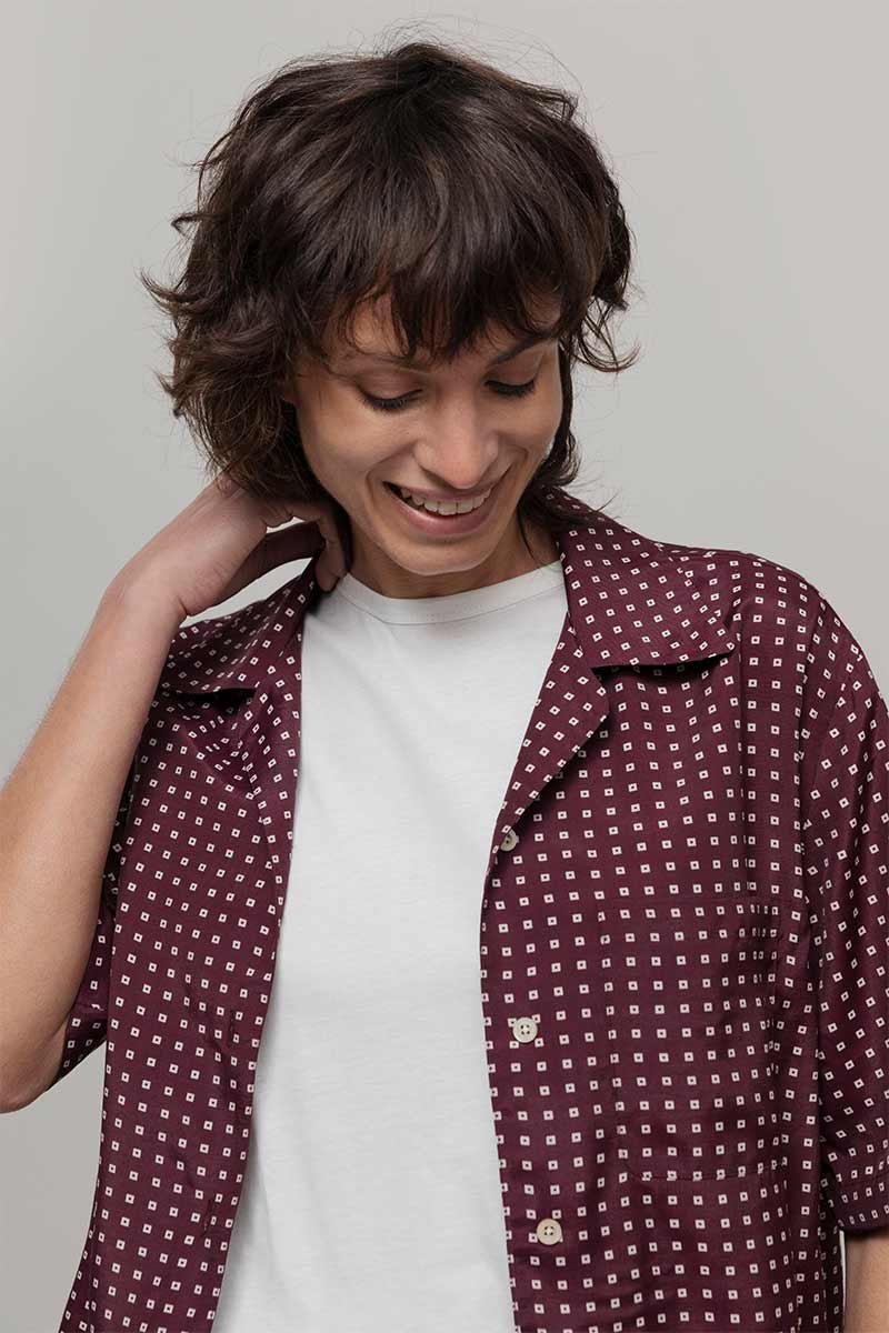 Camicia Donna Bordeaux Maniche Corte Sveva - Inghirami x Rifò