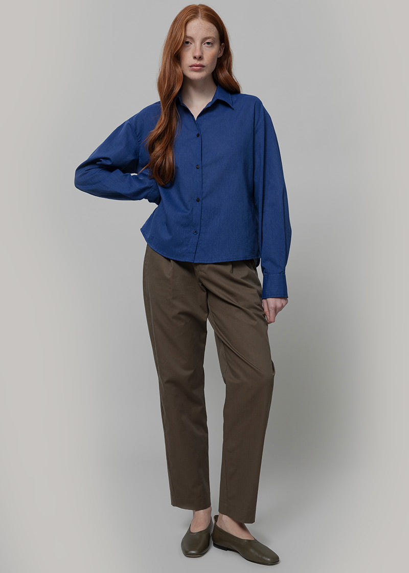 Camicia Donna Cotone Blu Dead stock Florence - Rifò Lab Moda circolare made in Italy