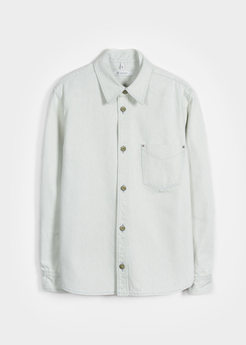 Overshirt Giacca Denim Rigenerato Unisex Remi Bianco Ecrù - Rifò Lab Moda circolare made in Italy