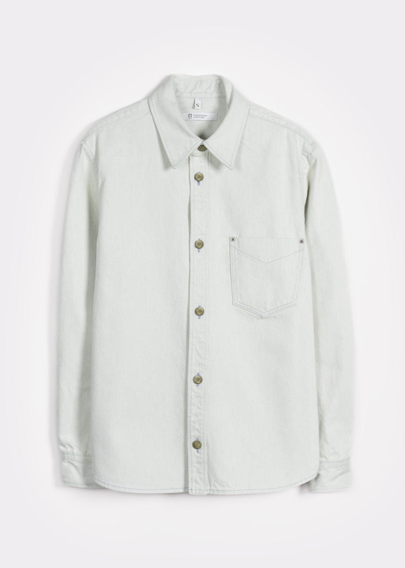 Overshirt Giacca Denim Rigenerato Unisex Remi Bianco Ecrù - Rifò Lab Moda circolare made in Italy