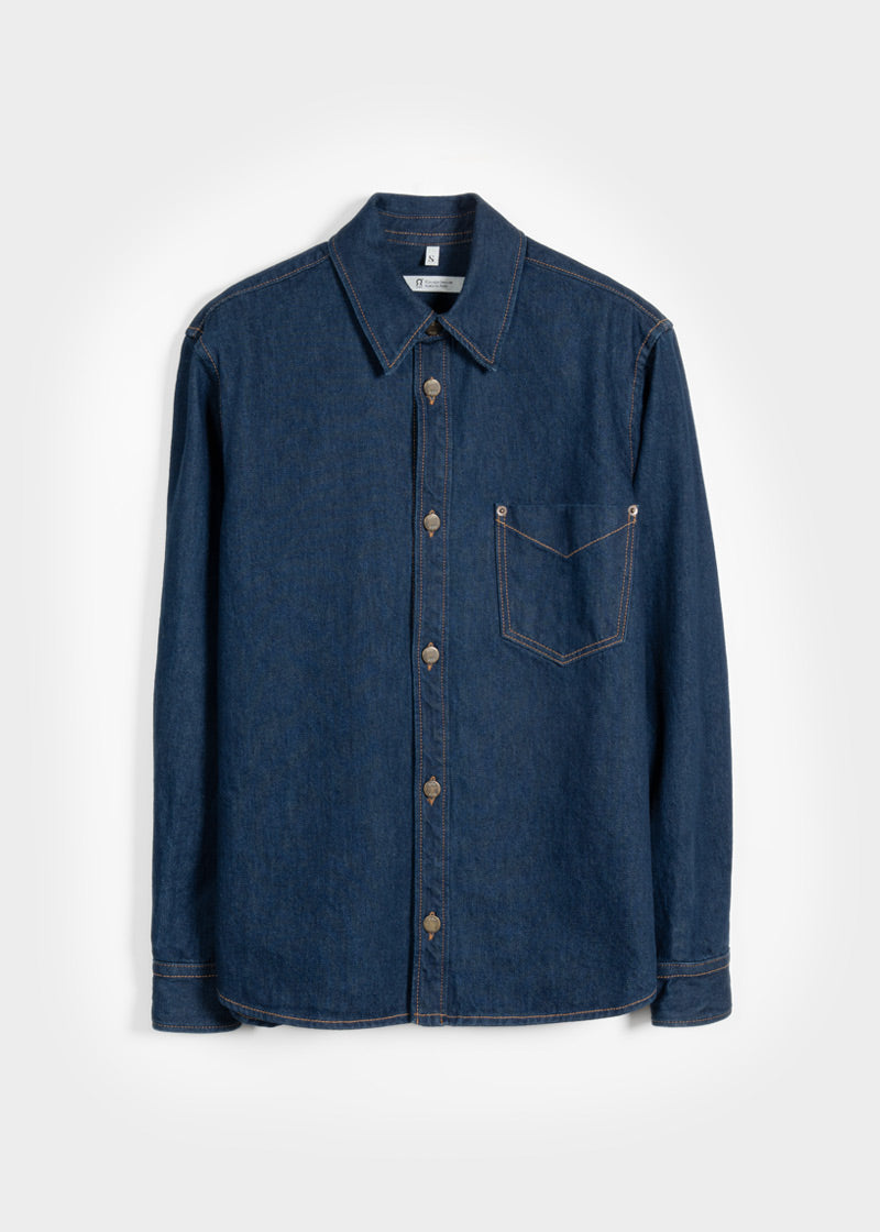 Overshirt Giacca Denim Rigenerato Unisex Remi Blu Indigo - Rifò Lab Moda circolare made in Italy