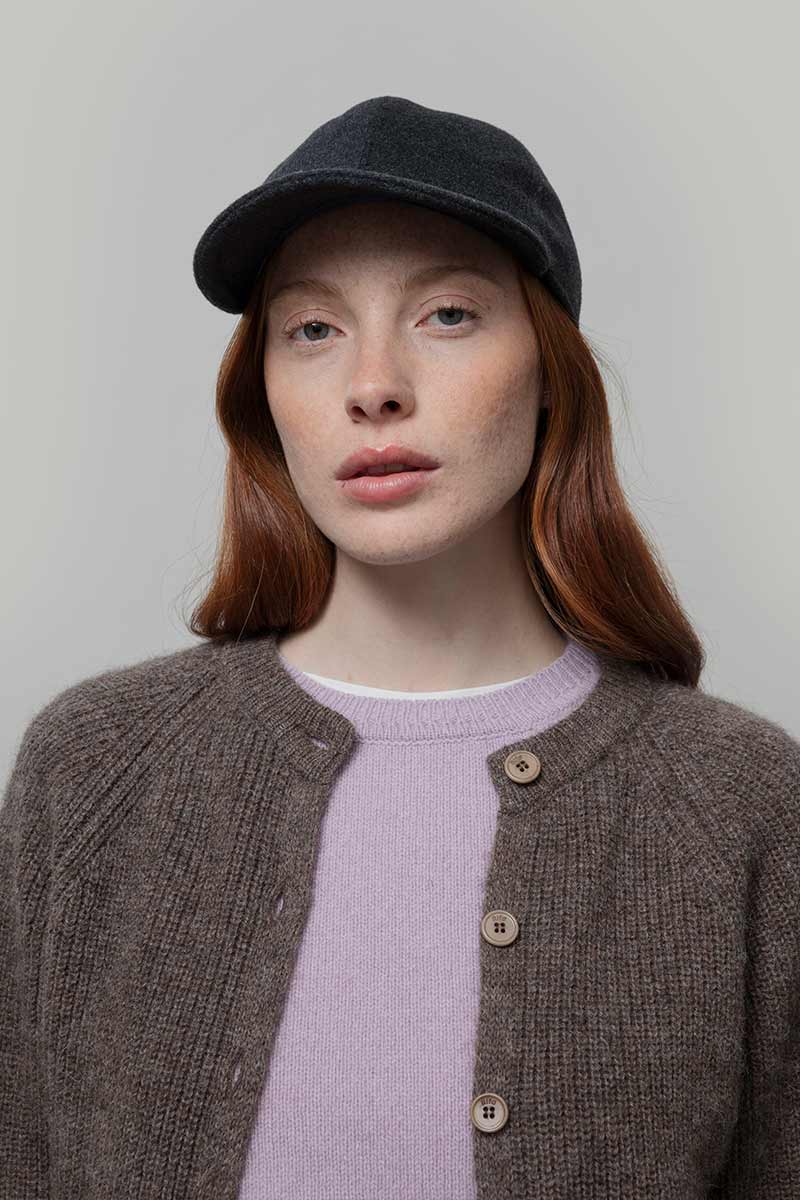 Cappello Baseball Panno Lana Rigenerata Ted Grigio - Rifò Lab Moda circolare made in Italy