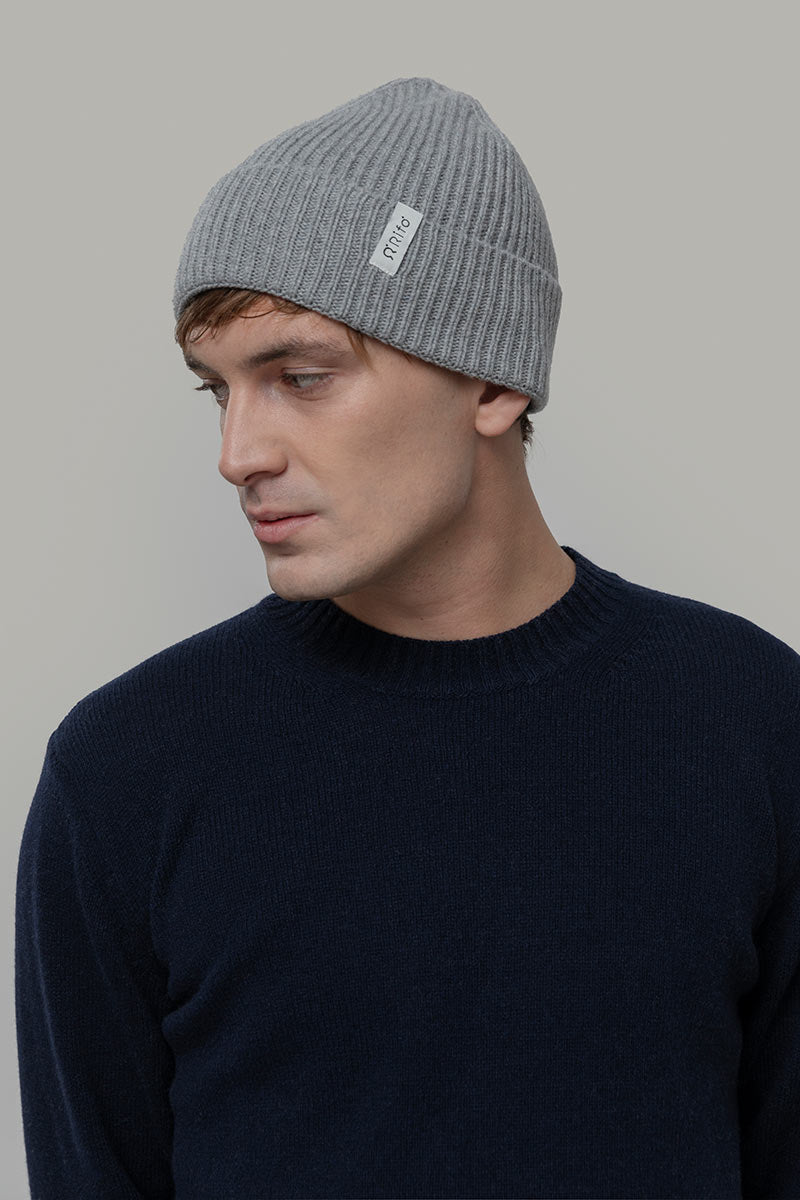 Men Women Recycled Cashmere Beanie Marcello Grey - Rifò
