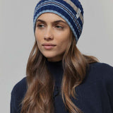Cappello Cashmere Beanie Invernale a Righe Blu Mira - Rifò Lab Moda circolare made in Italy