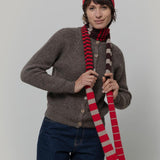 Cappello Cashmere Beanie Invernale a Righe Rosso Mira - Rifò Lab Moda circolare made in Italy