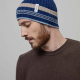 Cappello Cashmere Beanie Invernale a Righe Blu Mira - Rifò Lab Moda circolare made in Italy