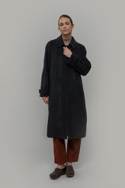 Cappotto Lungo Donna Lana Rigenerata Helga Grigio Scuro - Rifò Lab Moda circolare made in Italy 