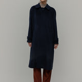 Cappotto Lungo Donna Lana Rigenerata Helga Blu - Rifò Lab Moda circolare made in Italy 