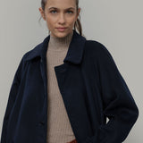 Cappotto Lungo Donna Lana Rigenerata Helga Blu - Rifò Lab Moda circolare made in Italy 