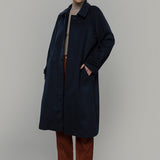 Cappotto Lungo Donna Lana Rigenerata Helga Blu - Rifò Lab Moda circolare made in Italy 