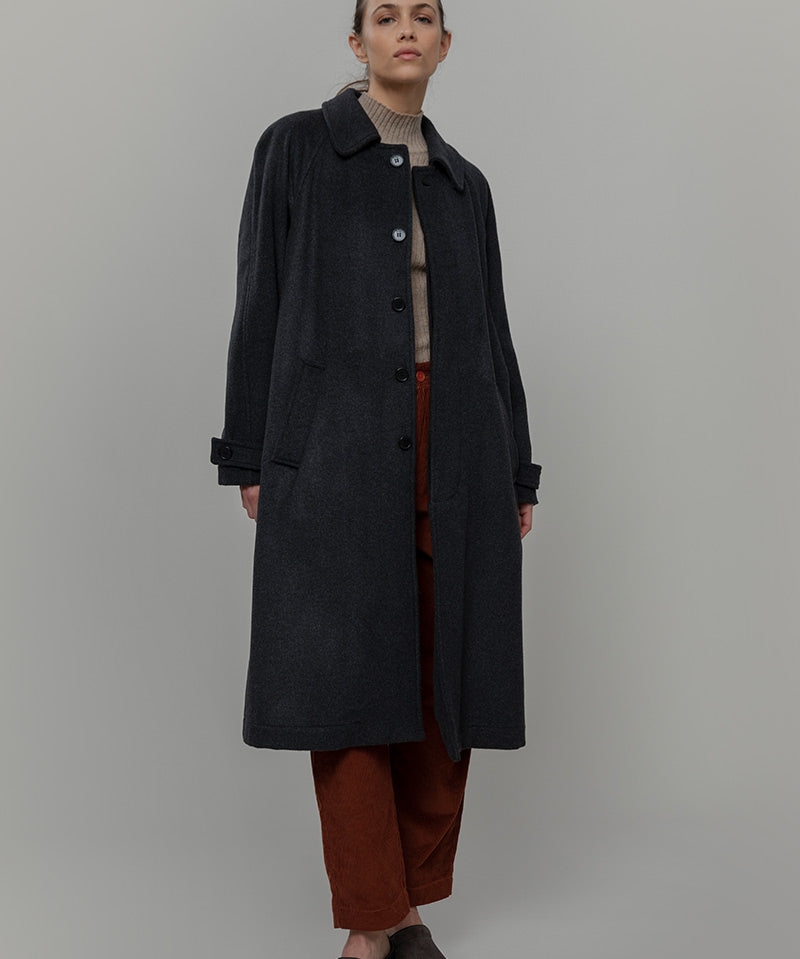 Cappotto Lungo Donna Lana Rigenerata Helga Grigio Scuro - Rifò Lab Moda circolare made in Italy 