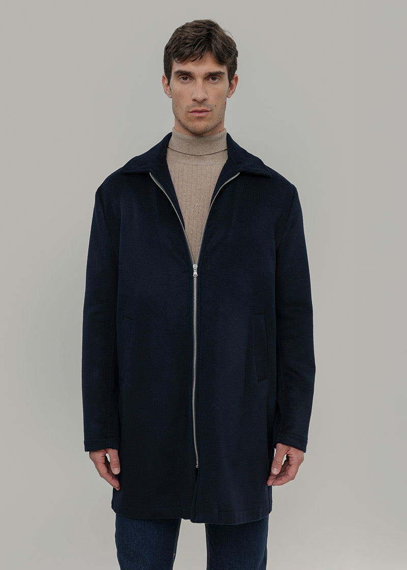 Cappotto Lungo Uomo Blu Lana Rigenerata Erik - Rifò Lab Moda circolare made in Italy 