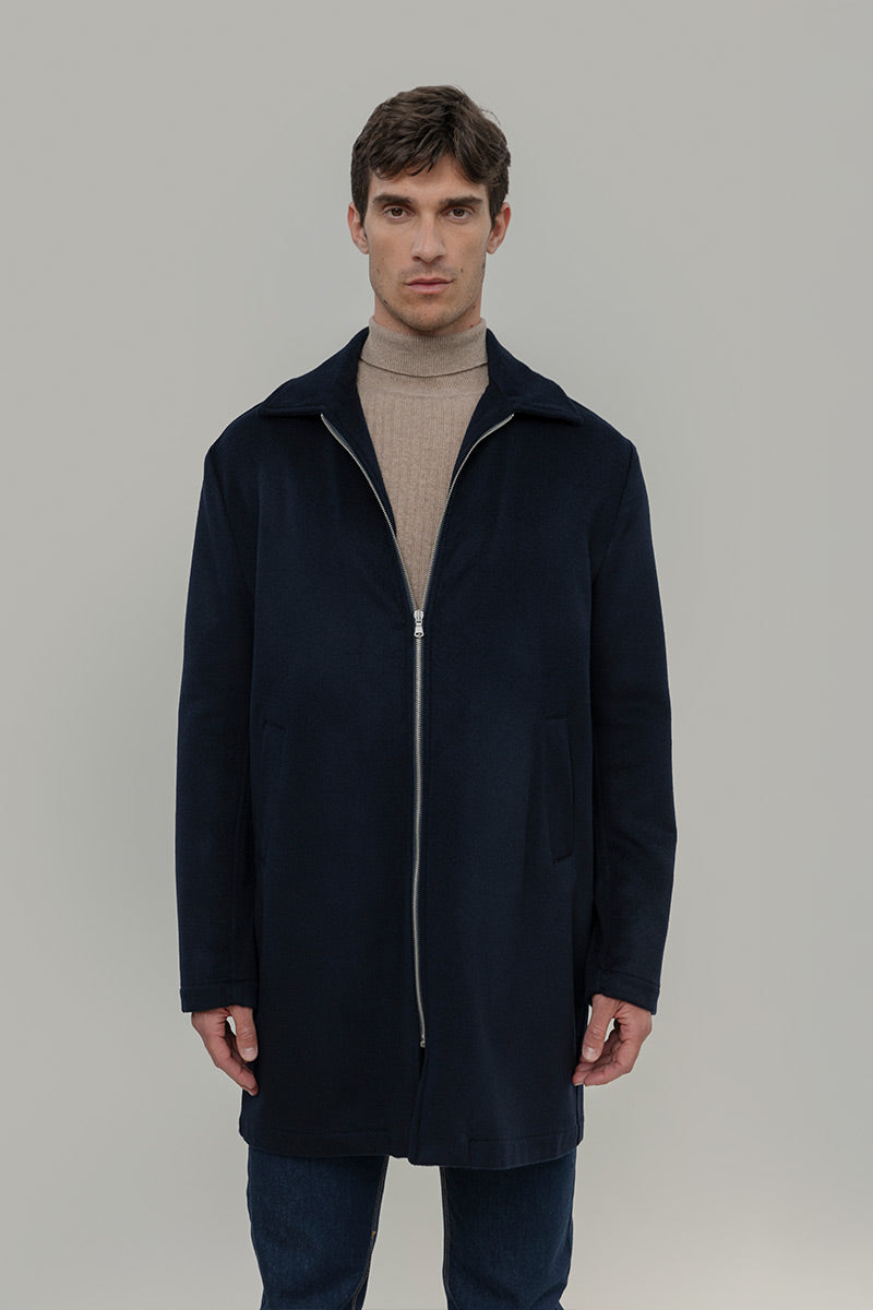 Cappotto Lungo Uomo Blu Lana Rigenerata Erik - Rifò Lab Moda circolare made in Italy 