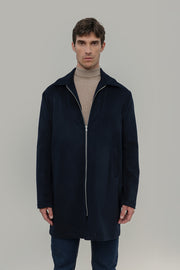 Cappotto Lungo Uomo Blu Lana Rigenerata Erik - Rifò Lab Moda circolare made in Italy 
