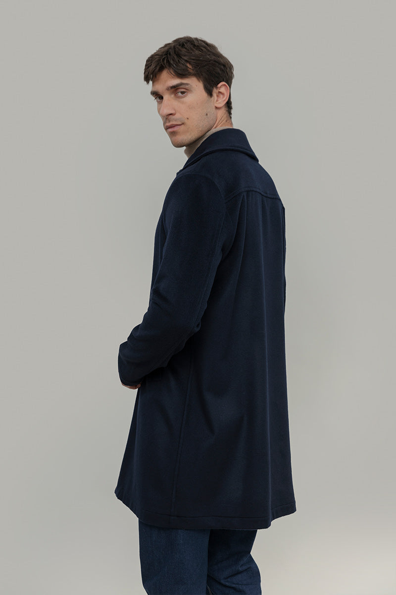 Cappotto Lungo Uomo Blu Lana Rigenerata Erik - Rifò Lab Moda circolare made in Italy 