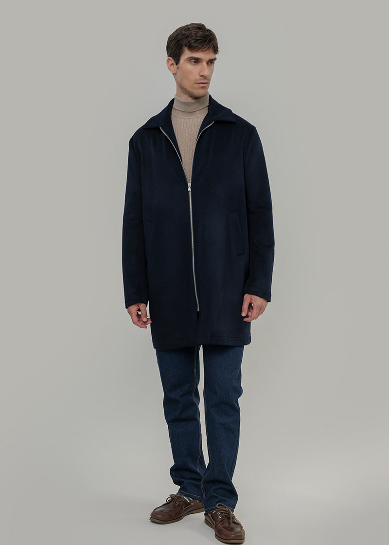 Cappotto Lungo Uomo Blu Lana Rigenerata Erik - Rifò Lab Moda circolare made in Italy 