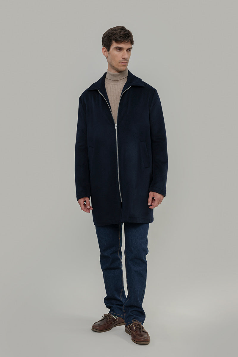 Cappotto Lungo Uomo Blu Lana Rigenerata Erik - Rifò Lab Moda circolare made in Italy 