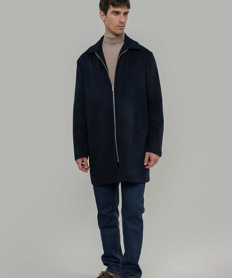 Cappotto Lungo Uomo Blu Lana Rigenerata Erik - Rifò Lab Moda circolare made in Italy 
