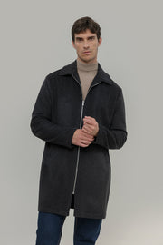 Cappotto Lungo Uomo Grigio Scuro Lana Rigenerata Erik - Rifò Lab Moda circolare made in Italy 