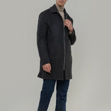 Cappotto Lungo Uomo Grigio Scuro Lana Rigenerata Erik - Rifò Lab Moda circolare made in Italy 