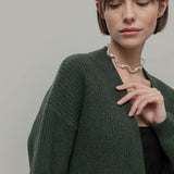 Verde Foresta | Cardigan corto cashmere rigenerato