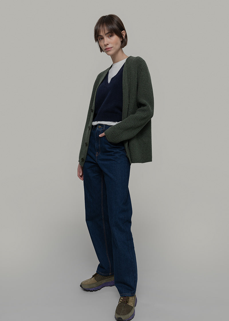 Verde Foresta | Cardigan corto cashmere rigenerato
