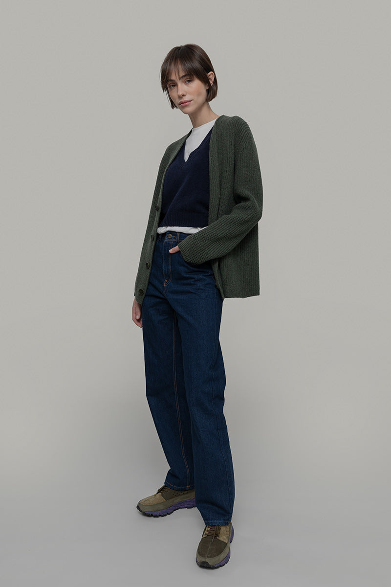 Verde Foresta | Cardigan corto cashmere rigenerato