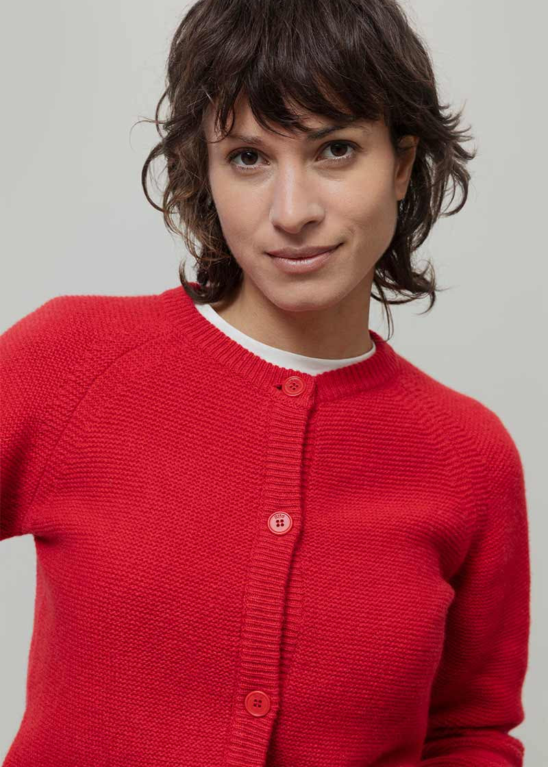 Cardigan Corto Elegante Donna Cashmere Mafalda - Rifò Lab Moda circolare made in Italy
Rosso Papavero