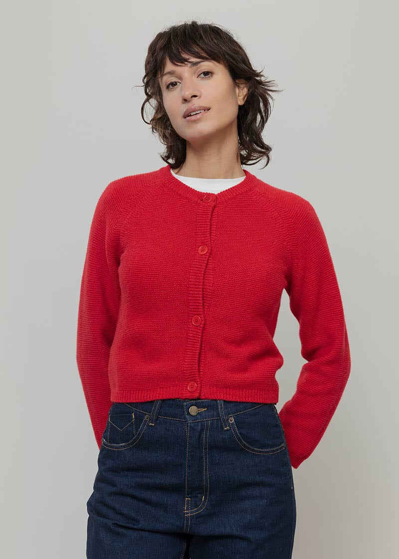 Cardigan Corto Elegante Donna Cashmere Mafalda - Rifò Lab Moda circolare made in Italy
Rosso Papavero