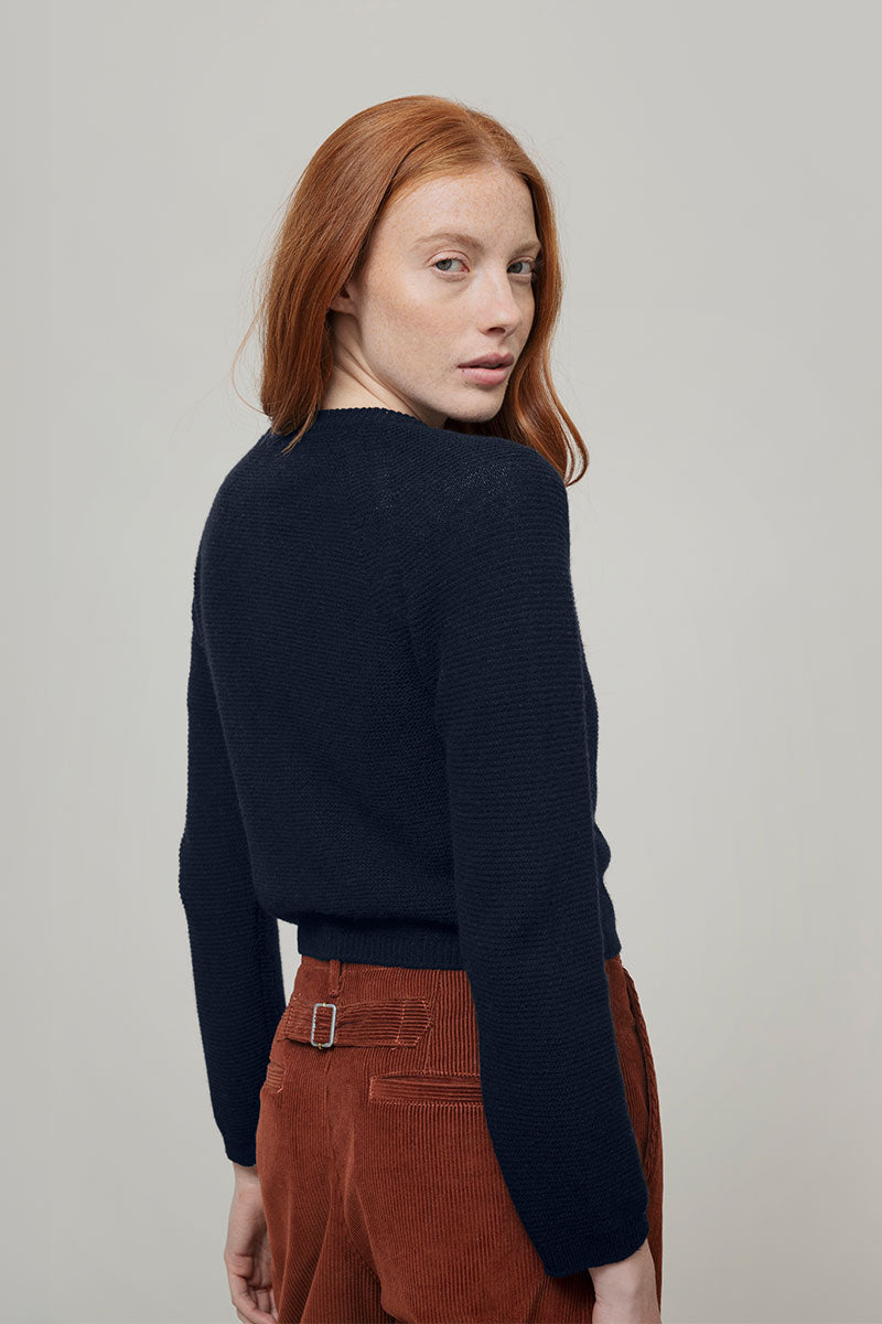 Cardigan Corto Elegante Donna Cashmere Mafalda - Rifò Lab Moda circolare made in Italy
Blu Mora
