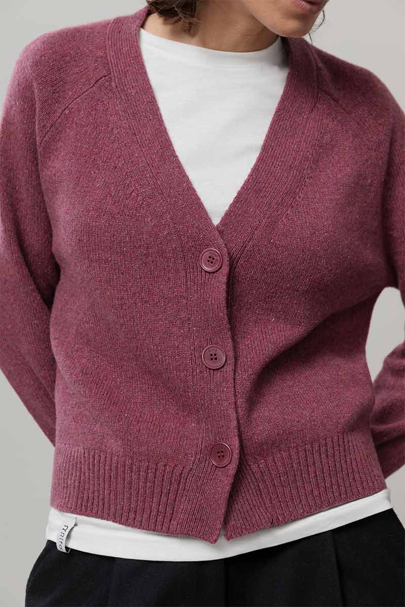 Cardigan Cashmere Donna Corto con Bottoni Tosca  - Rifò Lab Moda circolare made in Italy
Rosso Marsala